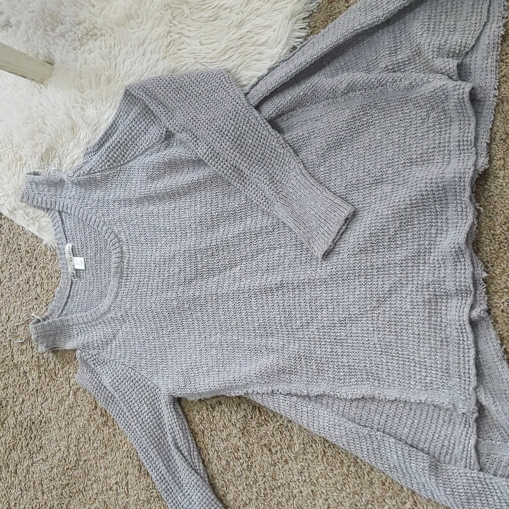 Kaisely off the shoulder long gray sweater